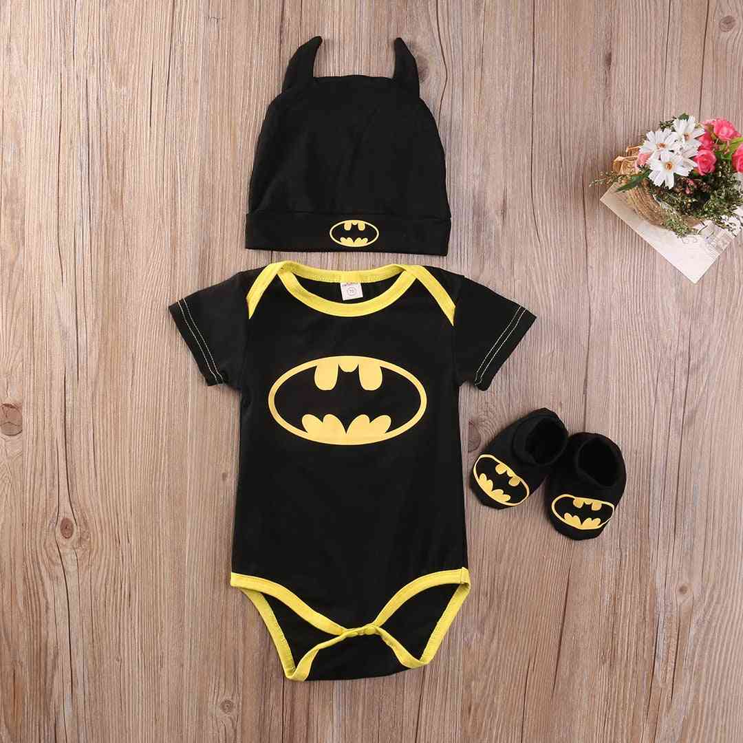 Jumpsuits Newborn Baby Clothes Batman Rompers + Shoes + Hat Costumes