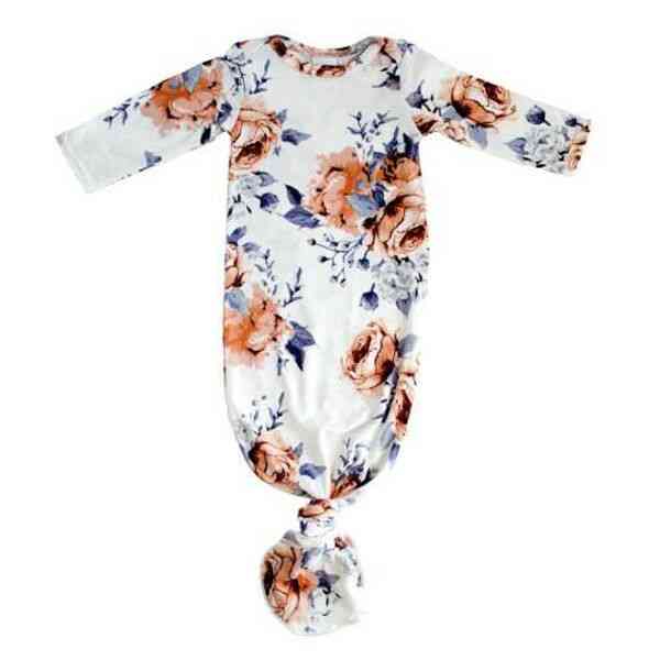 Nyfødt baby pige blomster nattøj pyjamas, kjole bomuldstøj 0-24m (nyfødt)