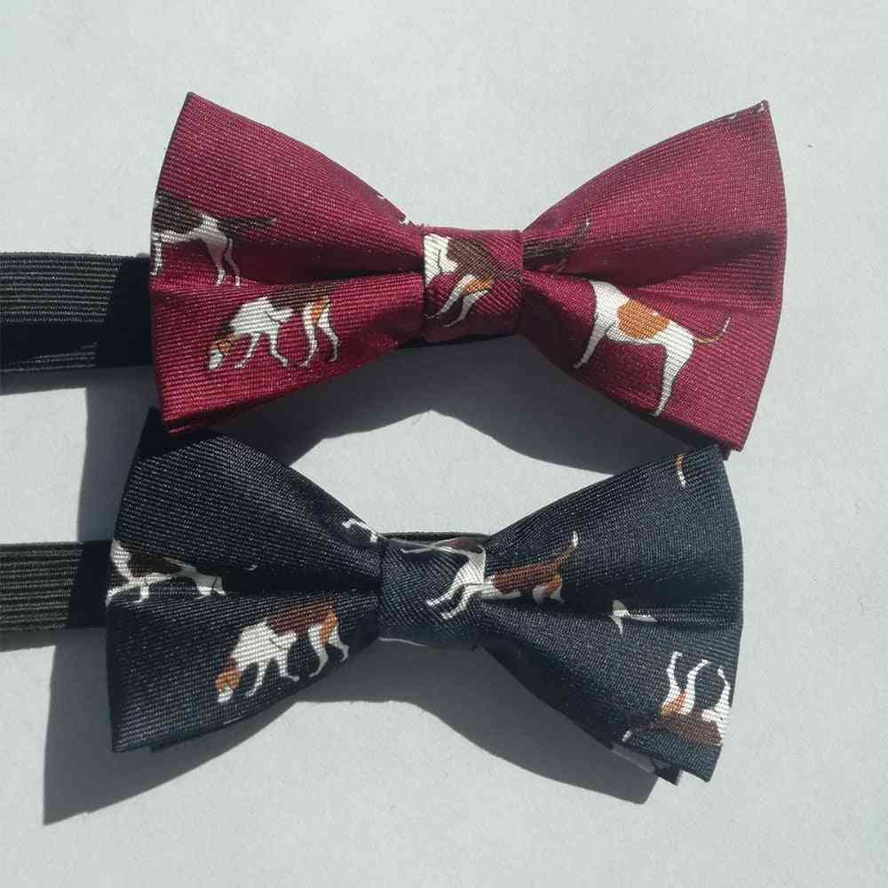 Animal Dog Print Silk Bow Tie