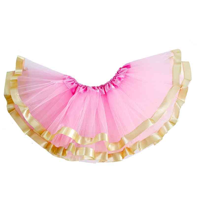 3 Layers Tutu Skirt With Gold Rickrack For Newborn Baby Girl