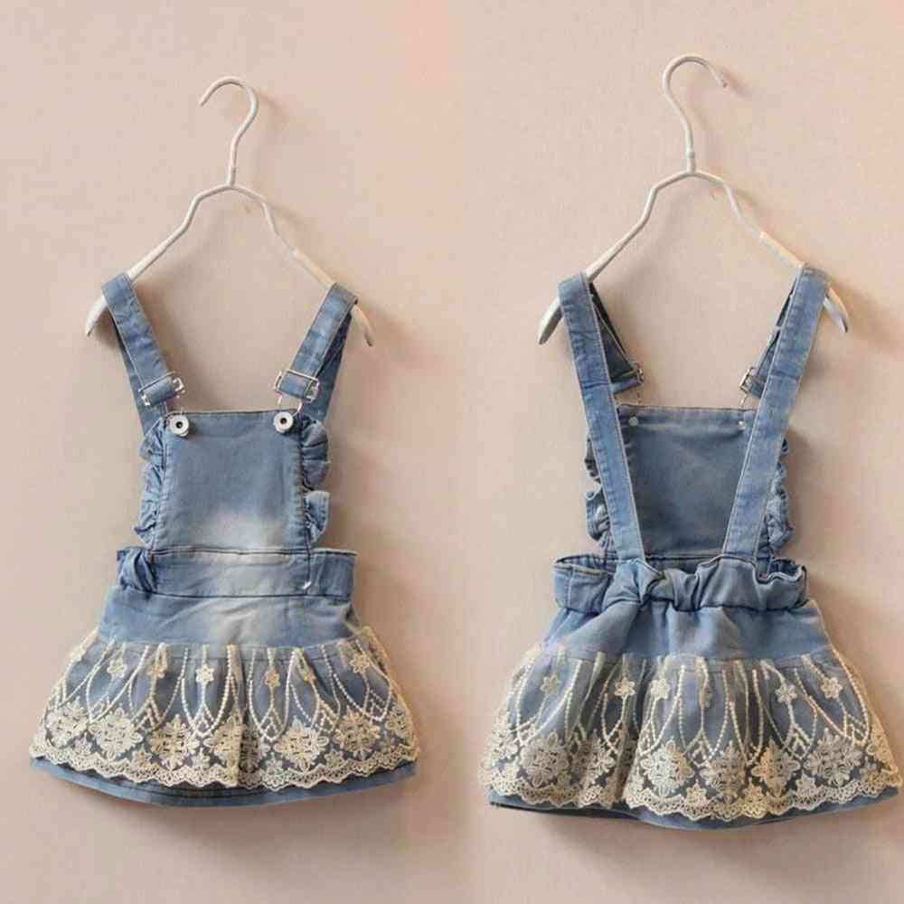 Baby Lace Denim Suspender Skirts