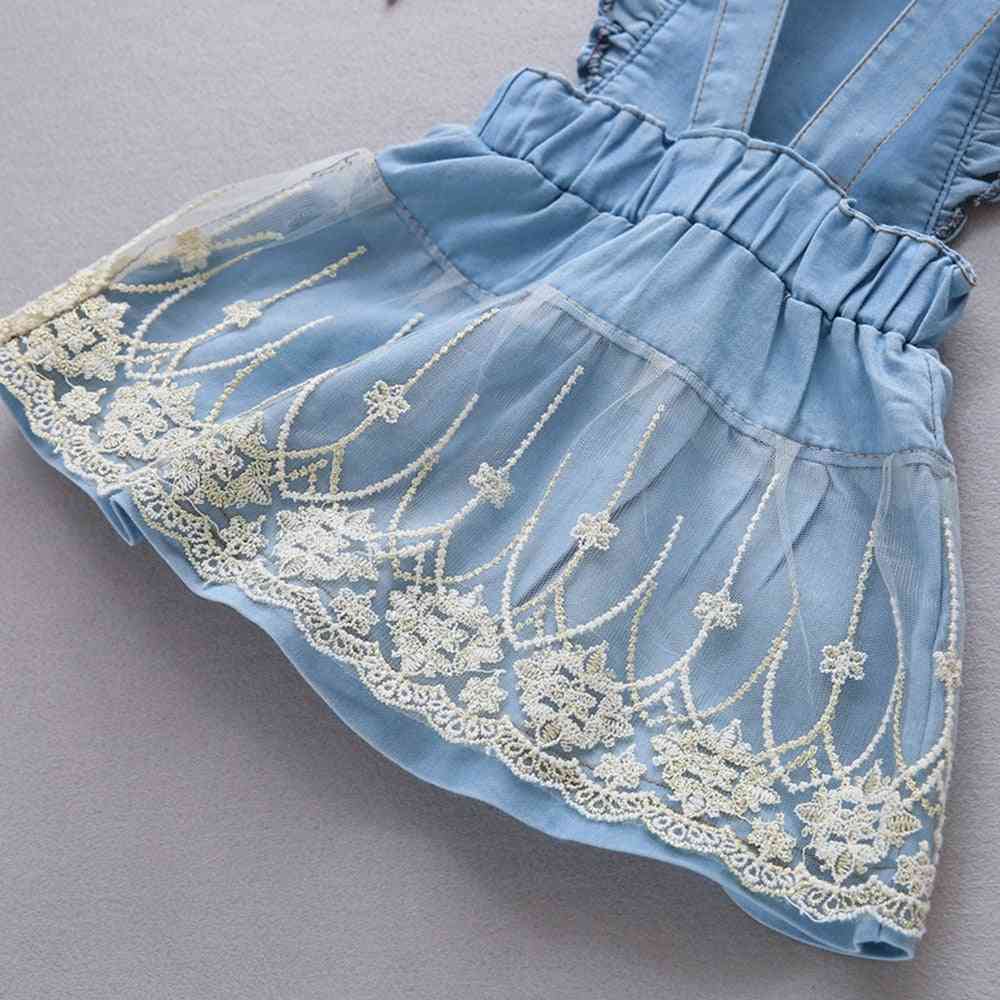Baby Lace Denim Suspender Skirts