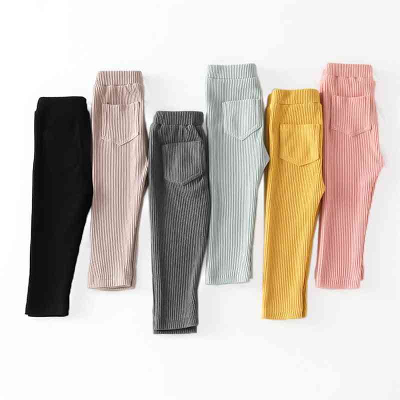 Niemowlęce legginsy bawełniane duże spodnie pp, wiosna jesień dzieci dziewczynki solidne długie spodnie dziecięce spodnie - jasnoróżowy / 12m