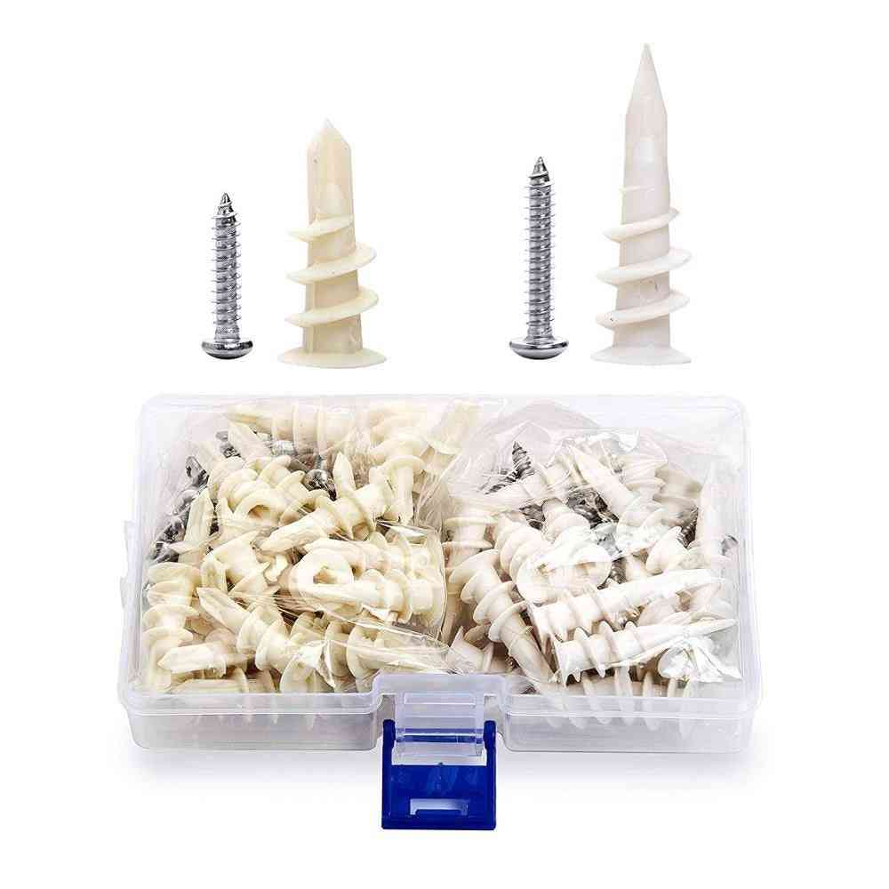 100pcs Plastic Expansion Tube, Self-drilling Drywall, Anchors Screw