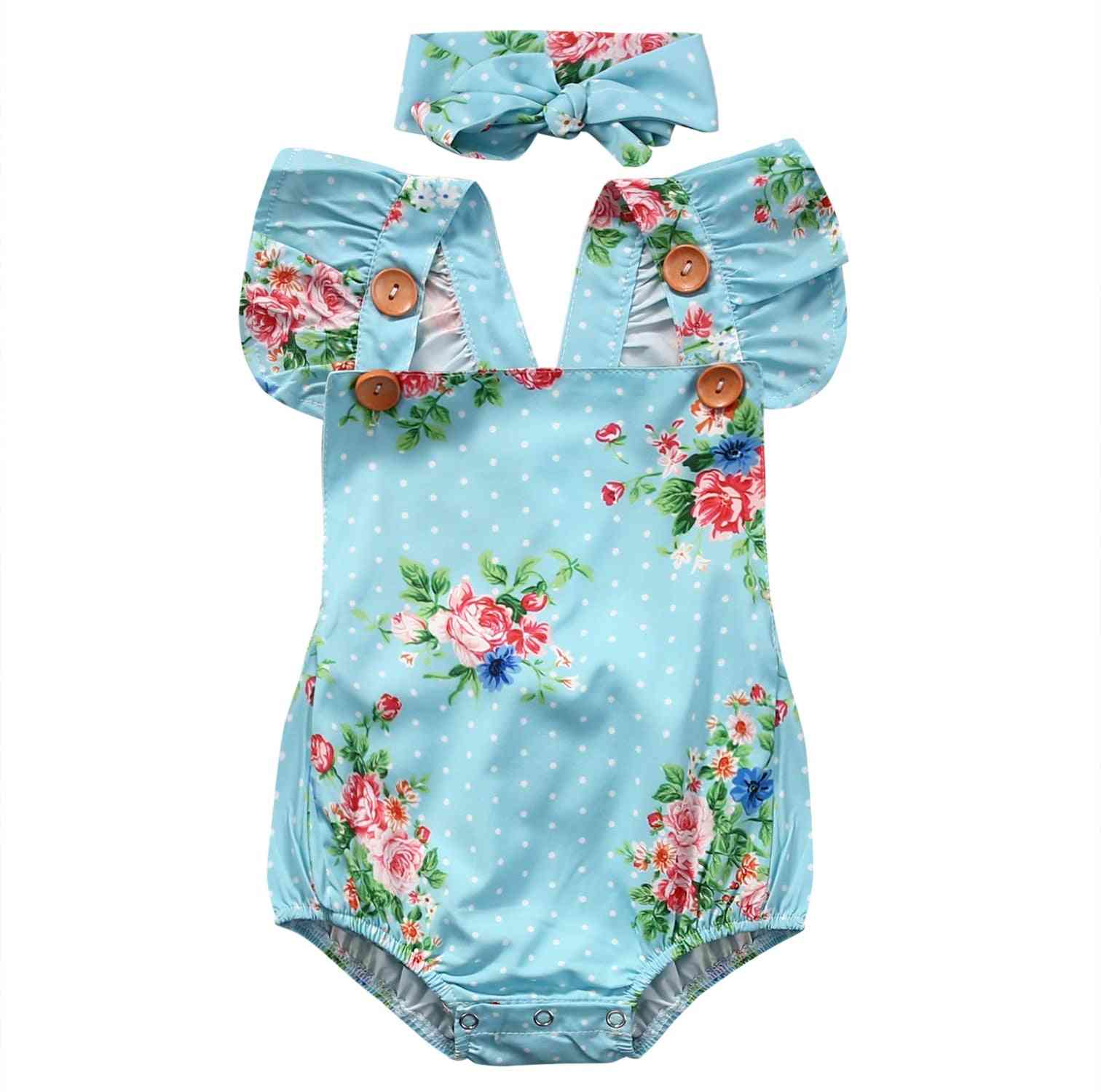 Süße Blumen Strampler Baby Mädchen Overall Strampler + Stirnband Neugeborenen Outfits Set