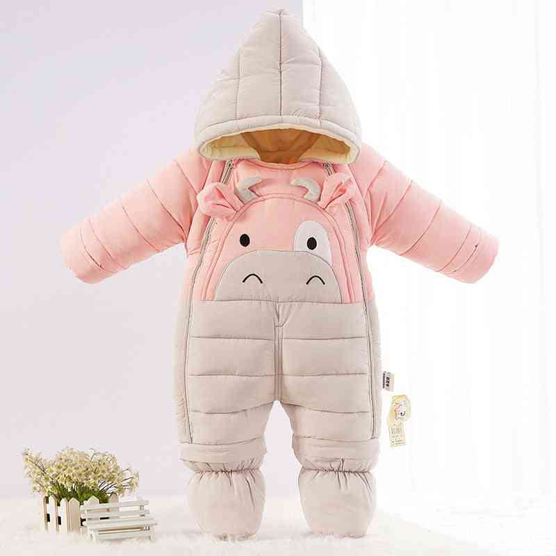 Cartoon Bear Winter Clothes, Baby Jumpsuit Kids Girl Coat- Infant Snowsuit Boy Snow Wear Clothing