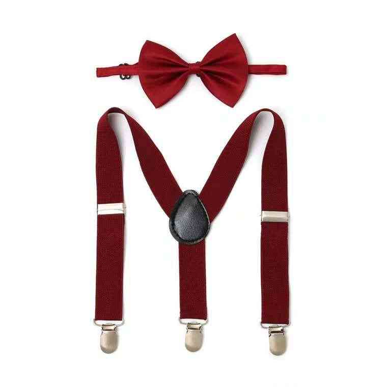 Children Belt Bowtie Set- Baby / Suspenders Clip-on Y-back Braces Bow Tie