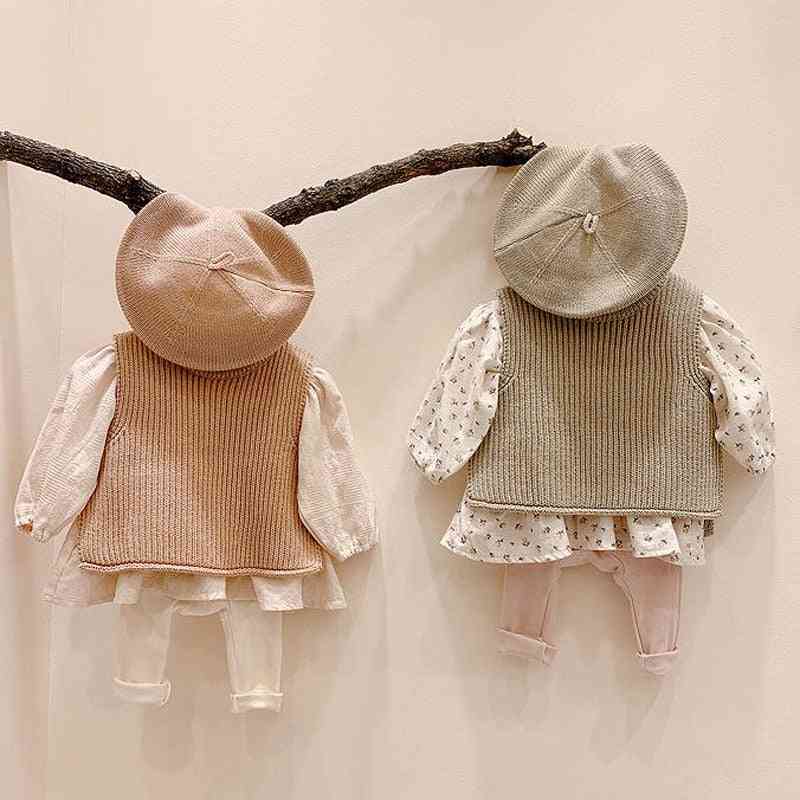 Dětská svetrová vesta, oblečení pro volný čas s výstřihem do V a dětské vesty