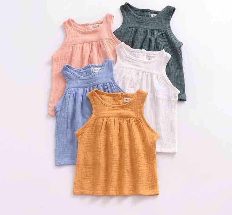 Letnie bawełniane koszulki bez rękawów dla dziecka w wieku 0-24miesiące dzieci - kamizelka dziecięca kolorowa bluzka