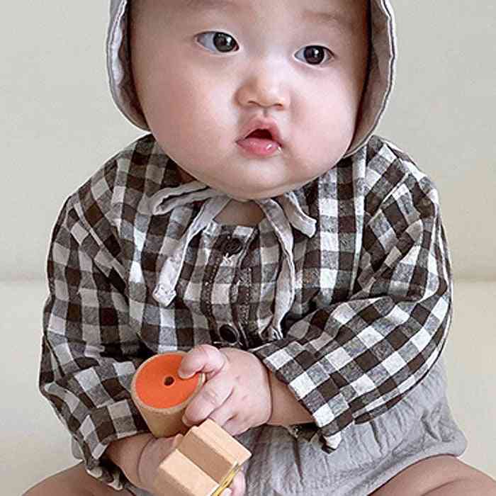 Otoño recién nacido bebé niño algodón manga larga tops camisas a cuadros ropa 0-24 m