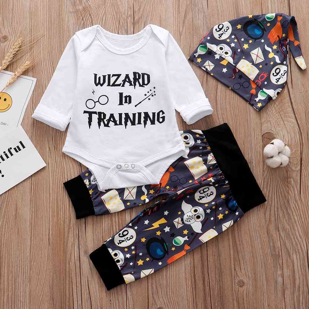 Newborn Baby / Clothes, Little Wizard Arrived T-shirt, Halloween Pants & Hat