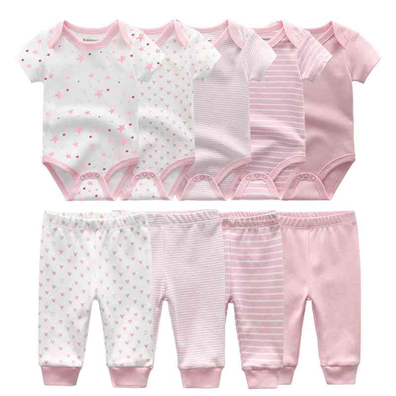 Cotton Bodysuit And Pants Sets For Newborn Baby