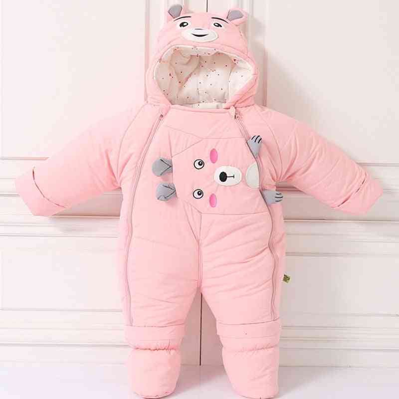 -30 graus frio inverno aquecer roupas de algodão recém-nascido menino menina casaco parka macacão de neve - urso rosa / 3m