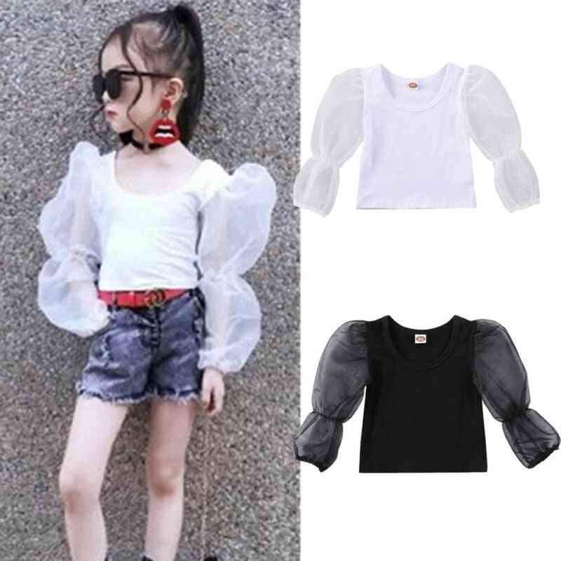 Baby Girl Clothes, Long Lace Puff Sleeve, Top Blouse