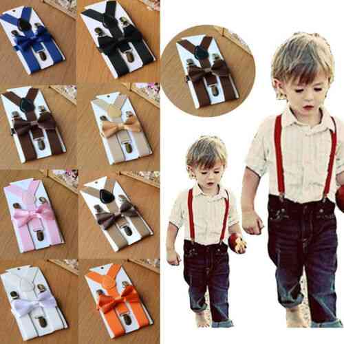 Adjustable Suspender And Bow Tie Set For Kids