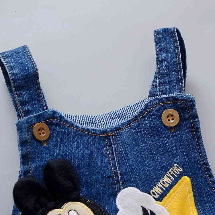 Tegneserie baby drengetøj, denimbukser elastisk talje afslappet trykt - piger bukser børns jeans til 1-4t unisex