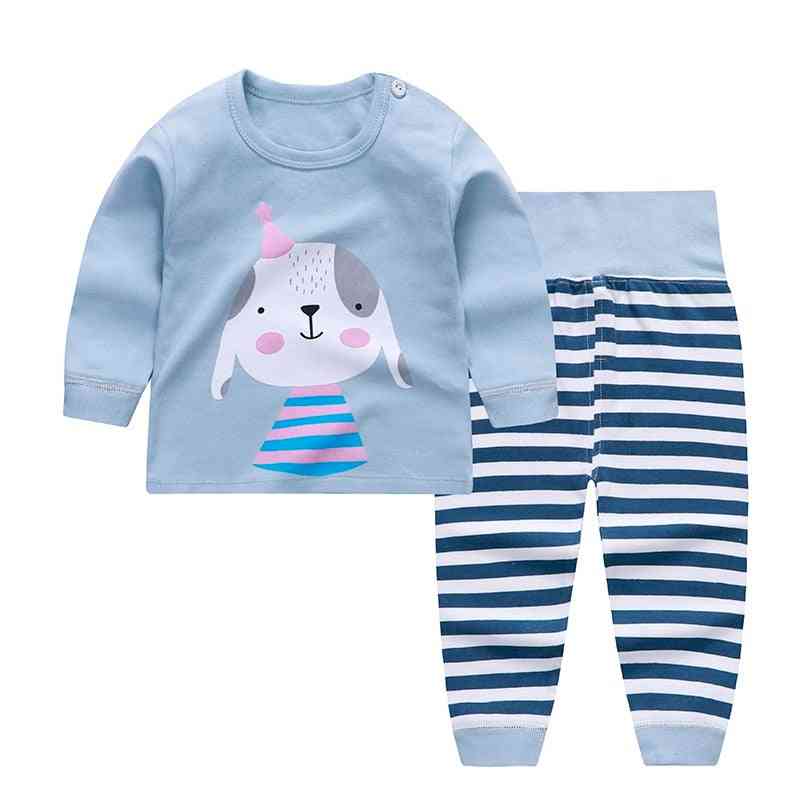 Cartoon Print Baby / Pajamas Sets, Cotton Sleepwear Autumn Spring Waist Long Sleeve Tops & Pants