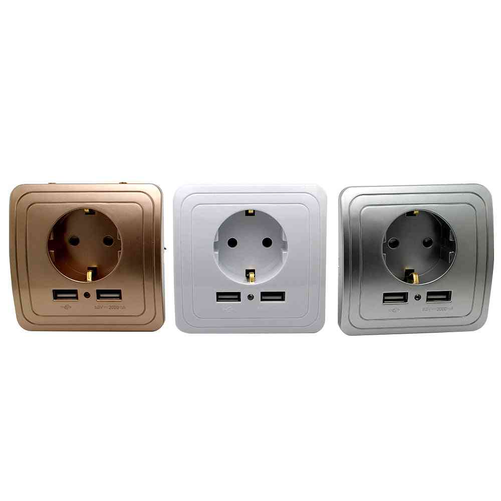 Smart Dual Usb Port, 16a Eu Standard Electrical Socket-power Outlet Panel