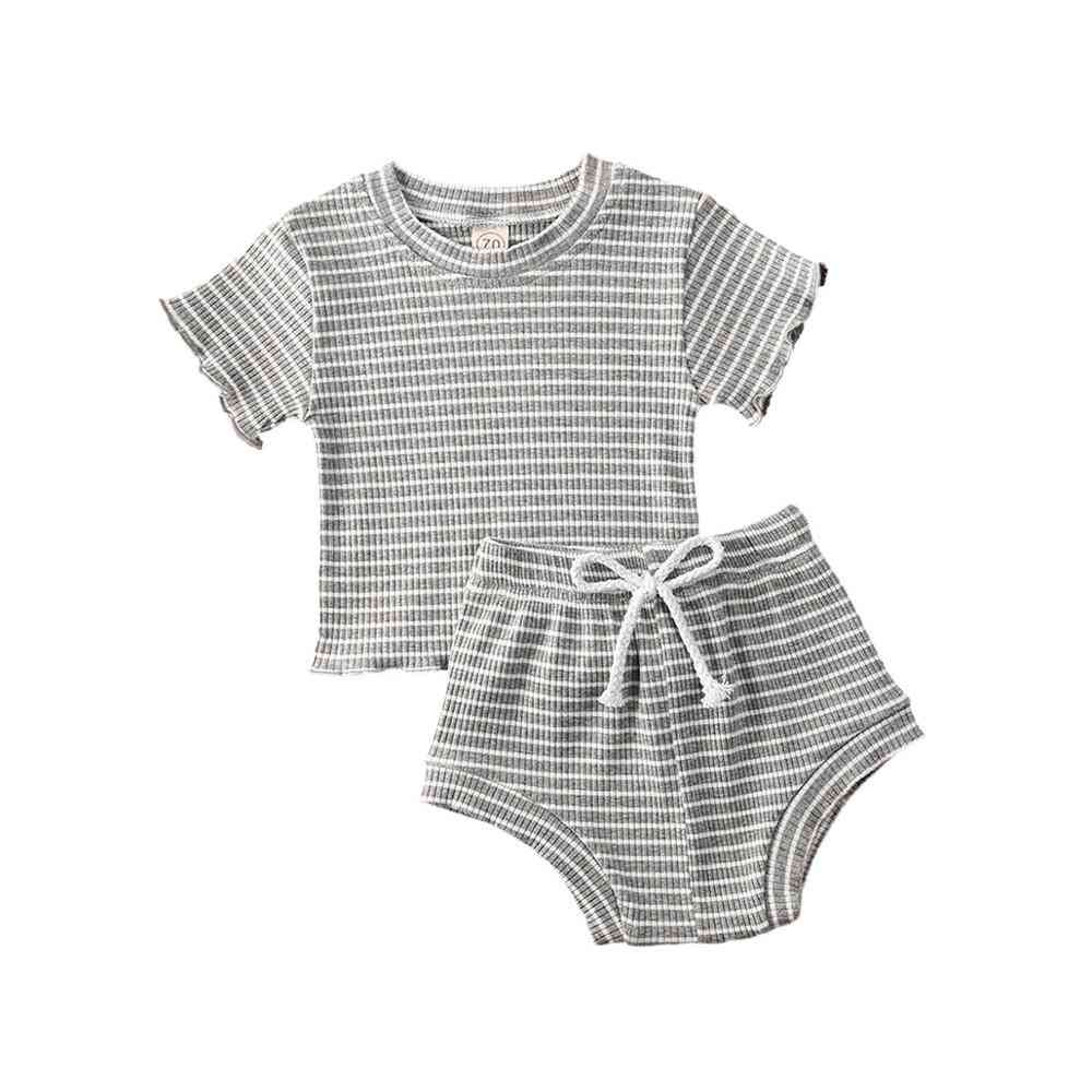 Sommer nyfødte baby jenter / gutteklær, casual bomulls korte ermer topper t-skjorte og shorts