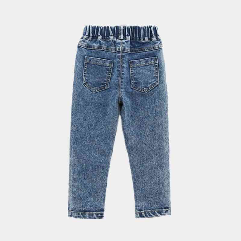 Fantje zimske debele denim tople jeans hlače