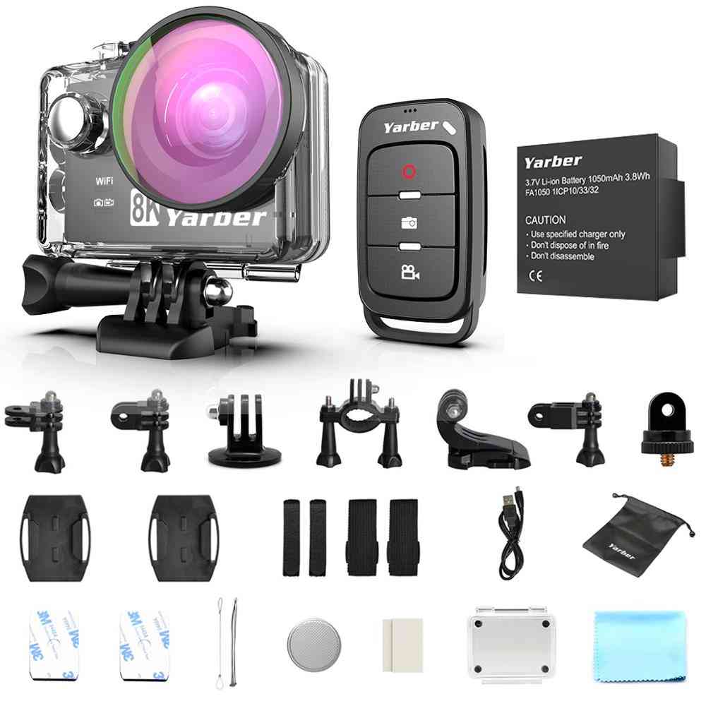 8k екшън-спортна камера, wifi 4k 60fps велосипедни каски екшън камери, 40м водоустойчива гмуркаща-видеокамера с дистанционно приложение