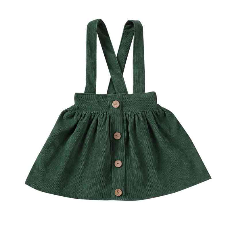 Tutu Suspender Skirt, Infant Baby Girl Ruffle Corduroy Solid Summer Fall Button Bowknot Sundress Clothes