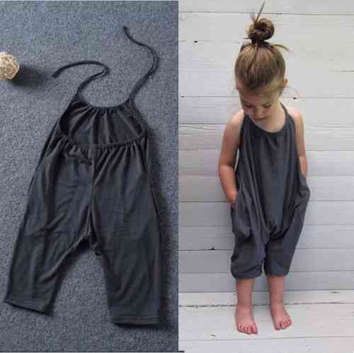 Summer Baby Girl Solid Overalls Jumpsuit, Soft Fashion Sunsuits, Outfit Clothes