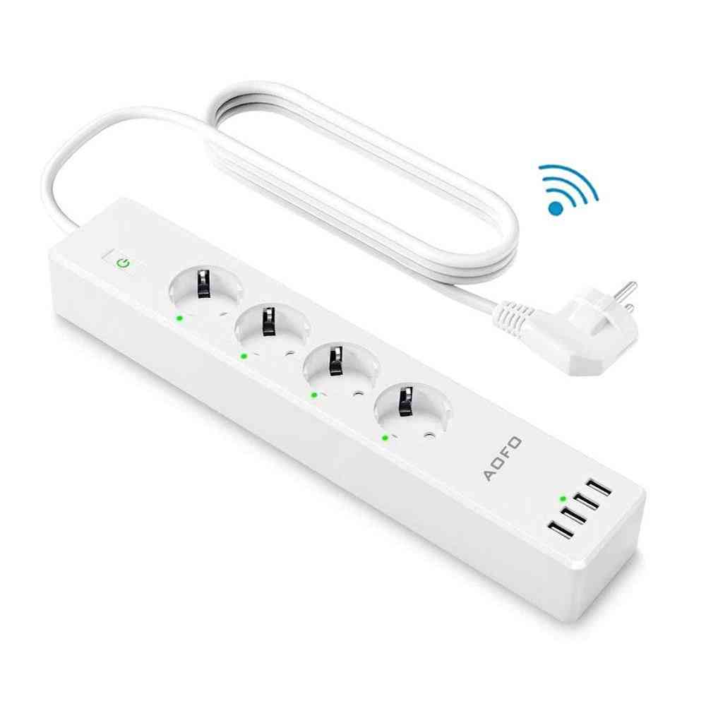 Wifi smart strømstik med 4 EU-stik med og 4 USB-opladningsport