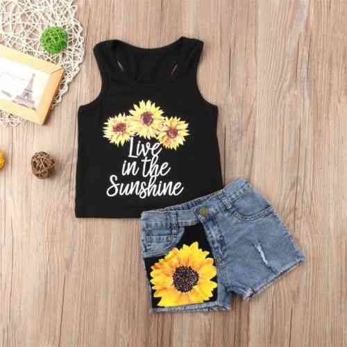 Sunflower Printed Sleeveless Tank Top And Short Pants