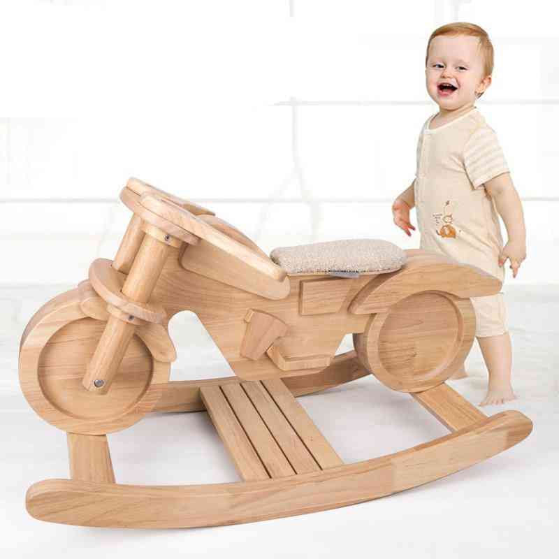 Konik na biegunach dla dzieci z litego drewna dla chłopców i dziewczynek, zabawki edukacyjne na prezent -