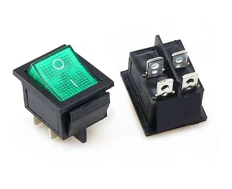 4 ben / 6 ben KCD4, vippekontakt, on-off, 2-position, elektrisk udstyr med lysafbryder - sort / 4 pin