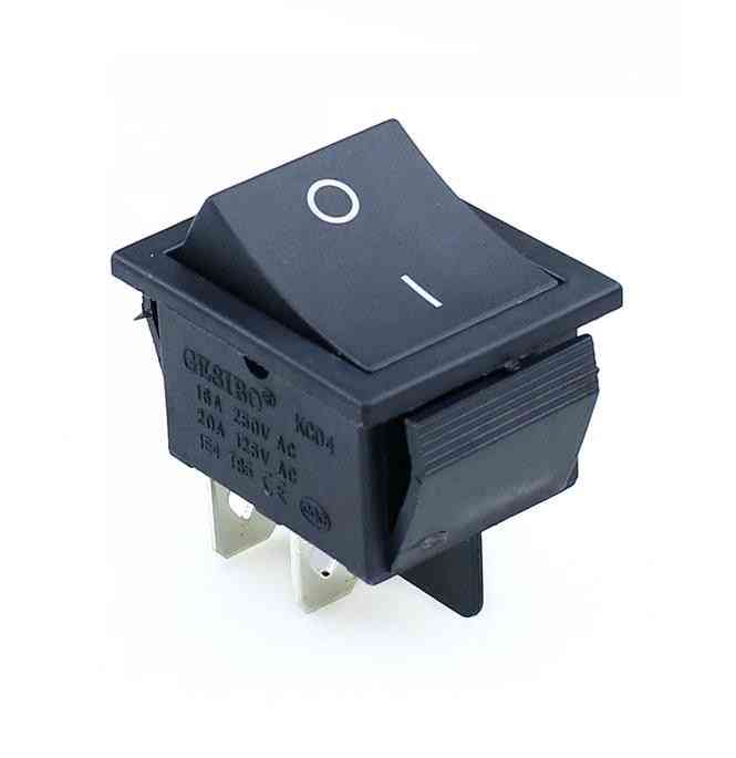 4 ben / 6 ben KCD4, vippekontakt, on-off, 2-position, elektrisk udstyr med lysafbryder - sort / 4 pin