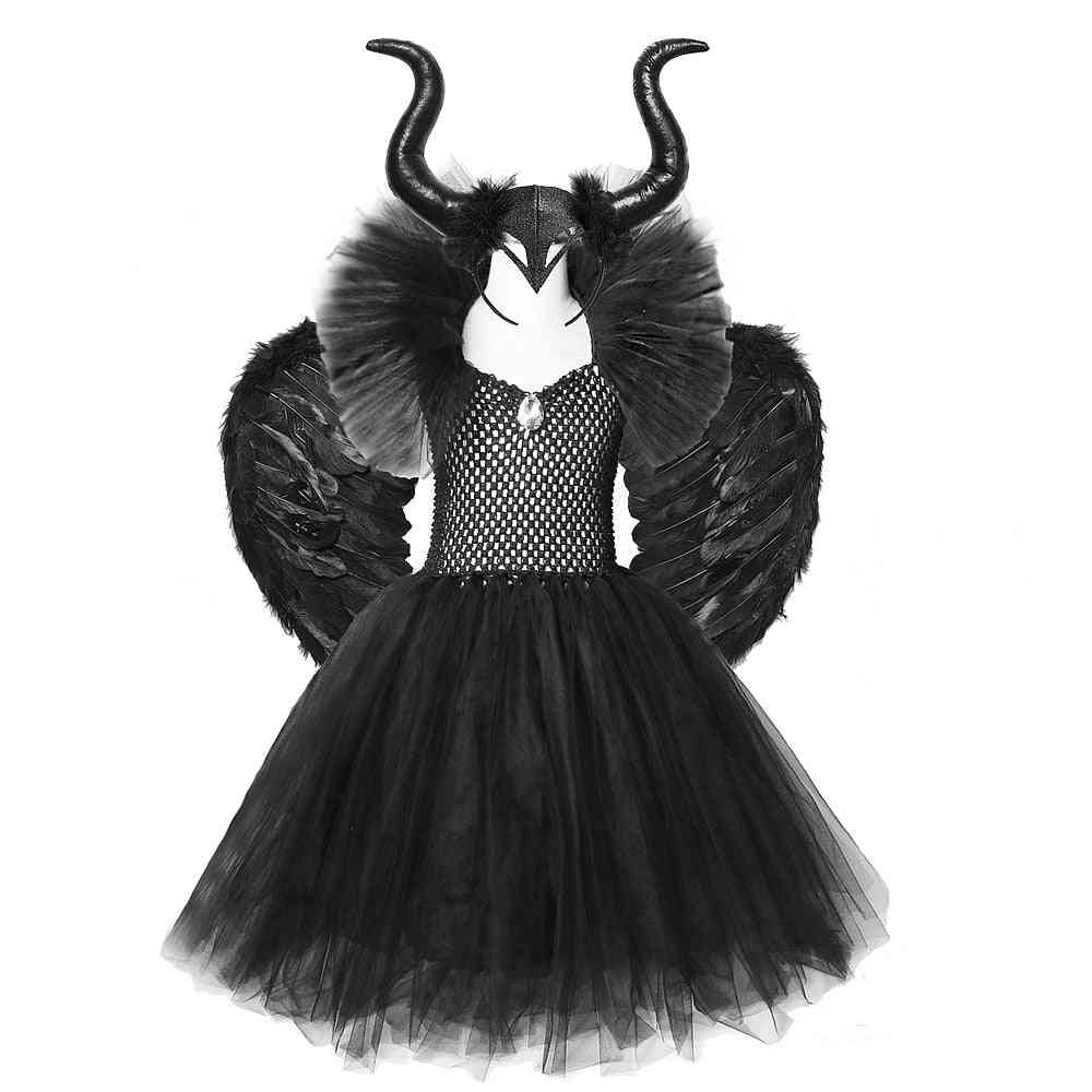 Malafide halloween kostuums, kinderen meisjes tutu jurk, enkellange jurken - duivel kostuum cosplay outfits hoorns vleugels - alleen jurk / 2t