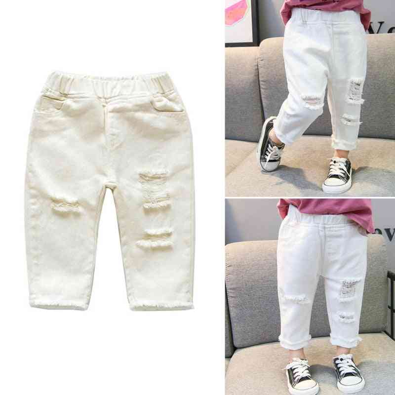 Mid-waist Casual White Denim Jean