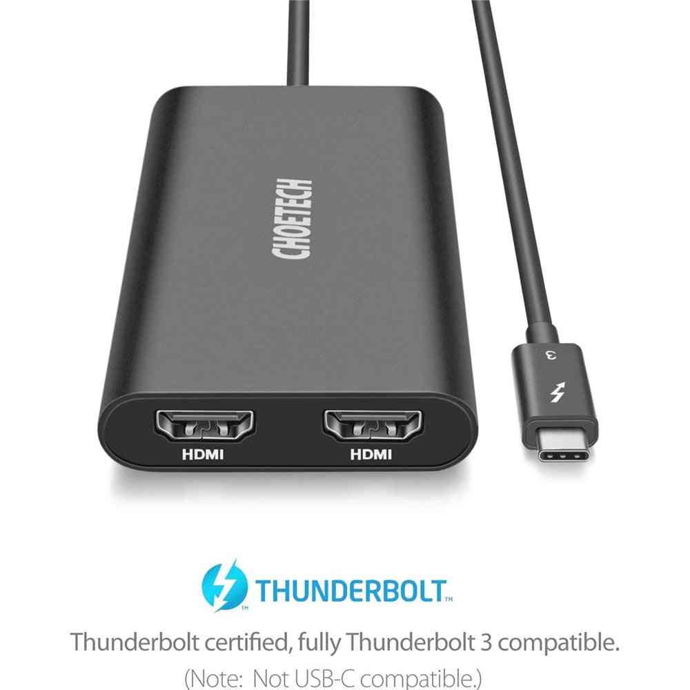 Choetech thunderbolt 3 a dual hdmi 2.0 adapter 4k @ 60hz hdmi adapter converter para thunderbolt 3 computadoras mac y windows -