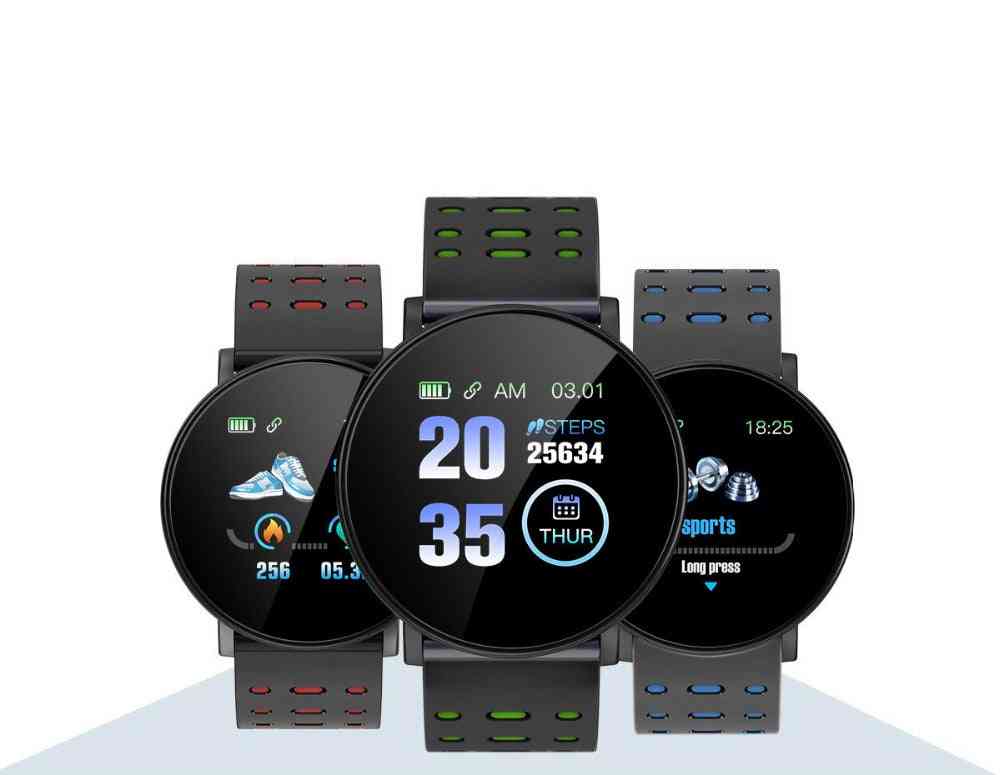 119 plus pulsera reloj inteligente de frecuencia cardíaca, pulsera relojes deportivos banda impermeable para android con despertador