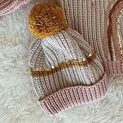 Baby Winter Kniting Coat & Hat, Lovely Rainbow Pattern Sweaters