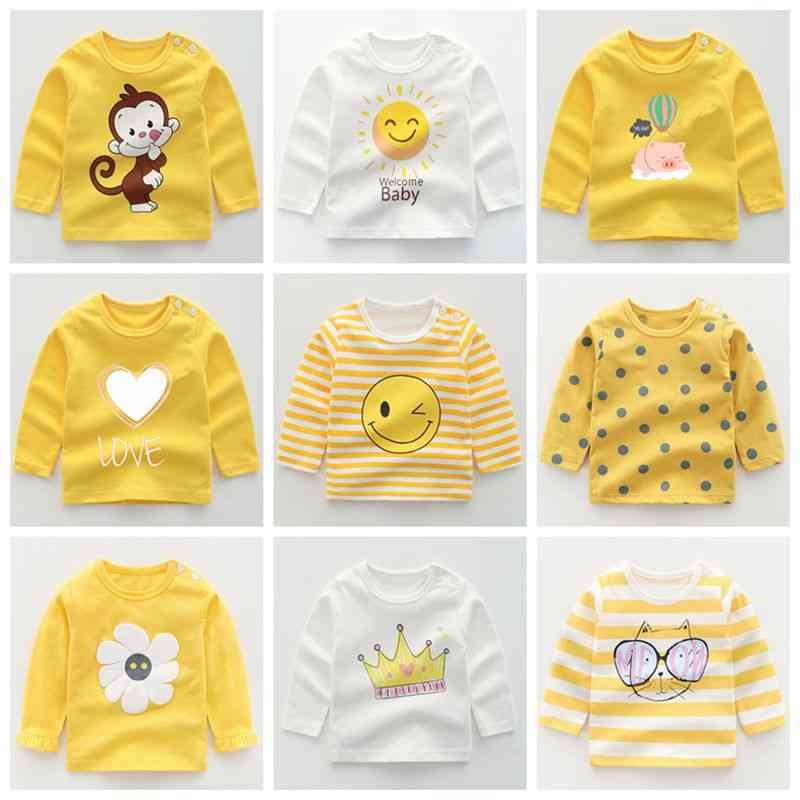 Cute Cartoon Printed, Cotton And Long Sleeve Casual Tops