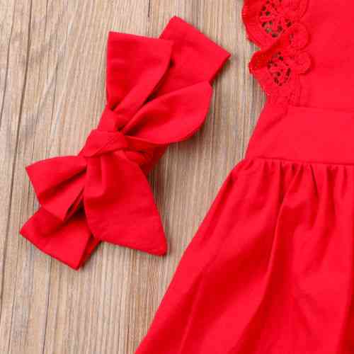 нова коледна рокля с червена дантелена рокля, бебешки момичета принцеса коледни рокли памучни рокли
