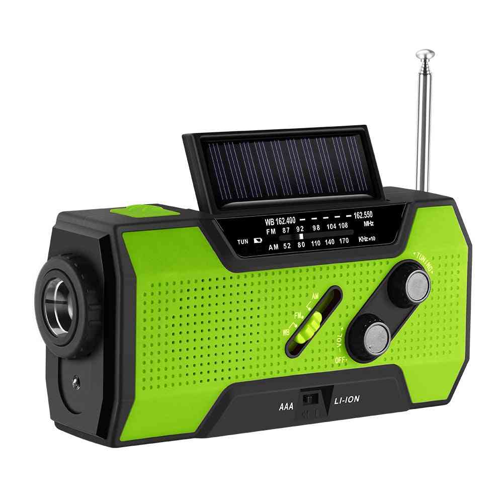 Fornorm do radia pogodowego noaa - awaryjna ręczna korba słoneczna, samozasilana bateria 3aaa, latarka 2000 mah power bank - zielony