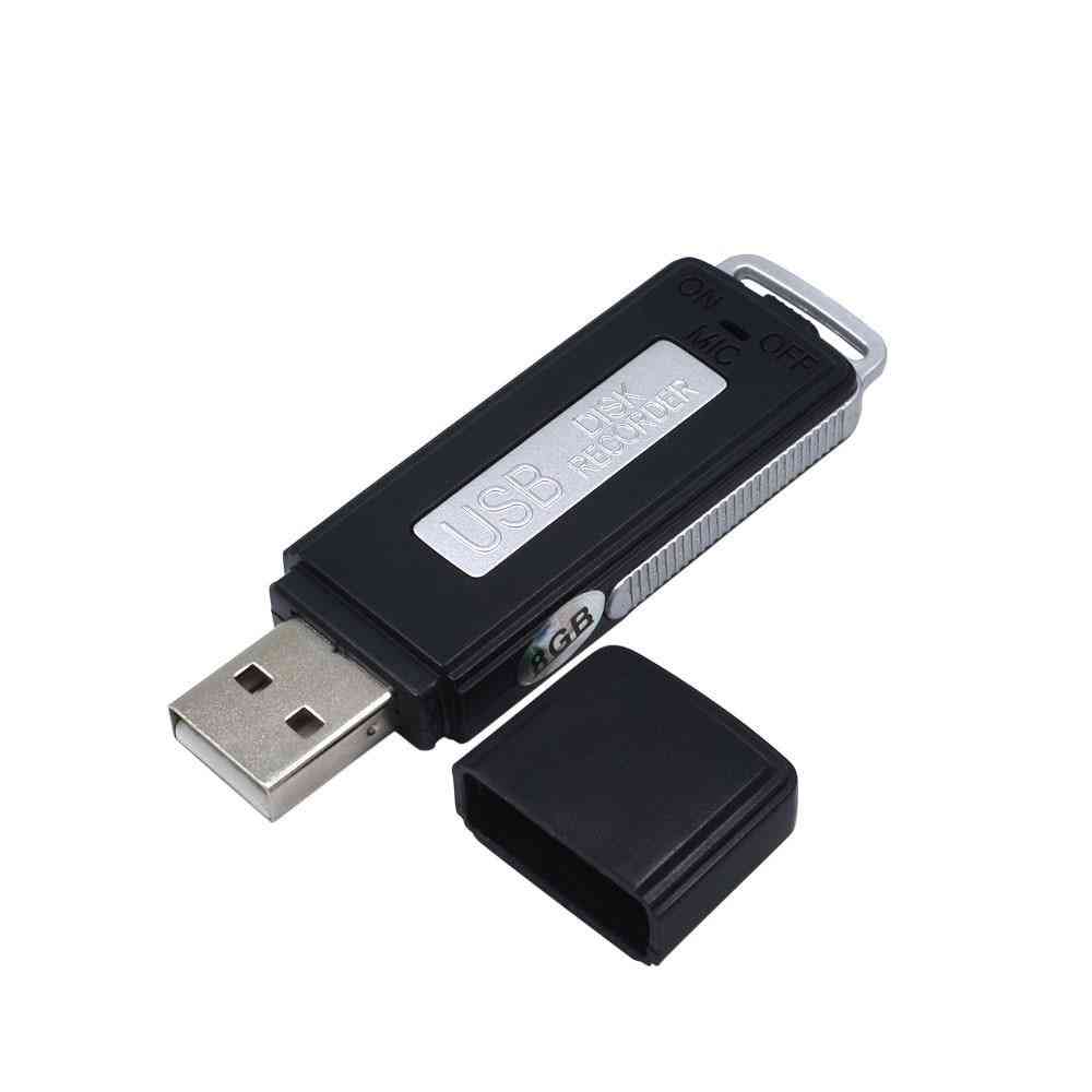 8 GB mini professionel genopladelig USB-stemmeoptager, flashdrev (sort 8 GB)