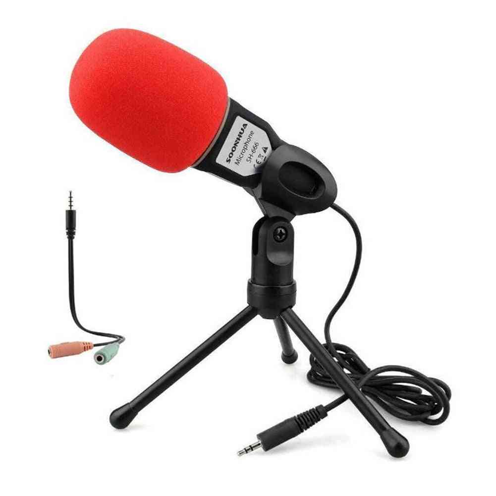 Microphone de studio professionnel avec trépied pour pc, ordinateur portable, appel skype, chatter sur qq, msn - noir avec couvercle rouge