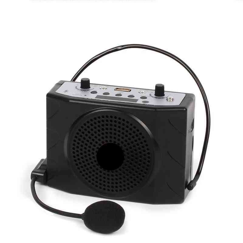 гласов мегафон усилвател бустер микрофон, мини преносим високоговорител bluetooth запис usb tf fm (черен)