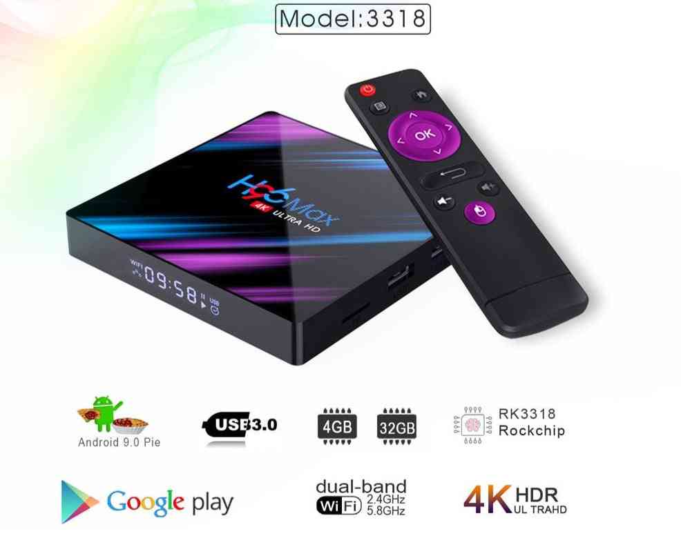 Android 9.0 tv box h96 max rockchip rk3318 4k smart, 2.4g & 5g wifi bt4.0 h96max 4gb 64gb media player android digiboksi