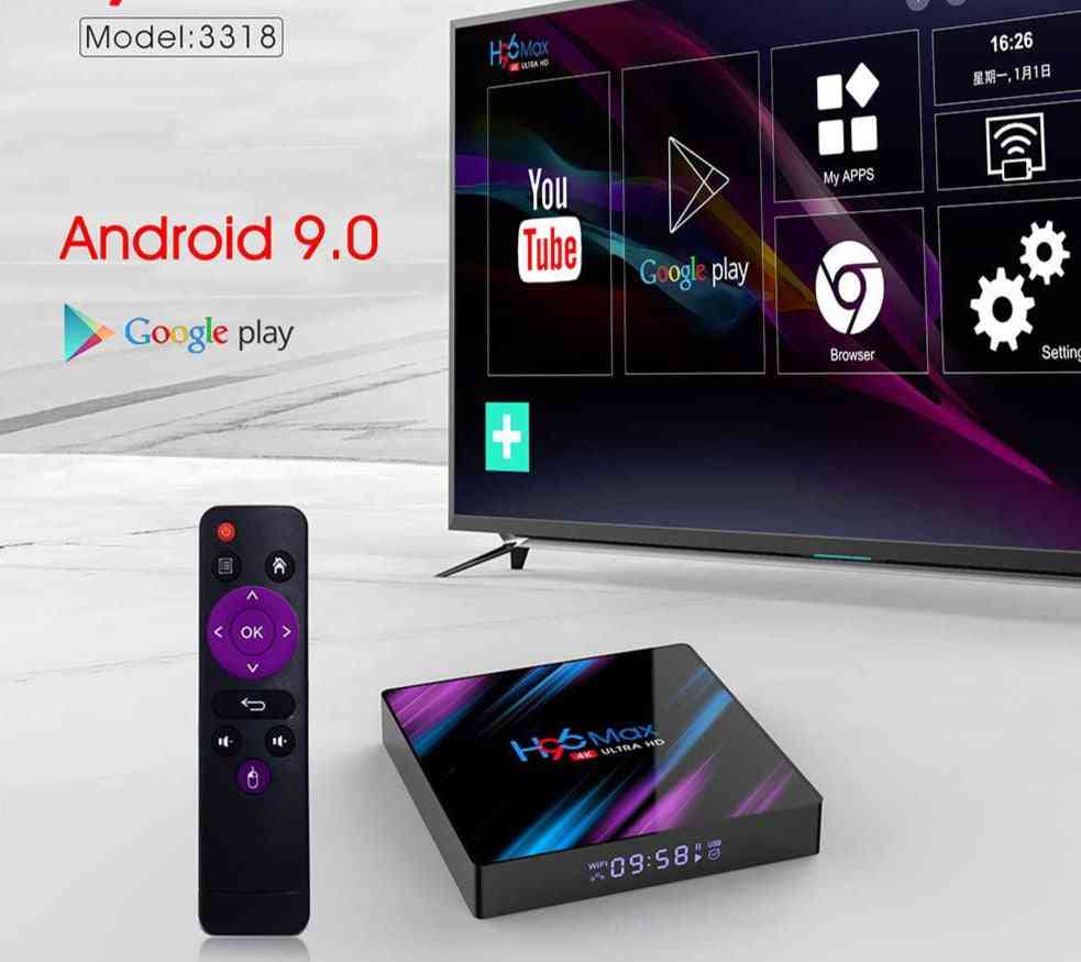 Android 9.0 tv box h96 max rockchip rk3318 4k smart, 2.4g e 5g wifi bt4.0 h96max 4gb 64gb lettore multimediale android set top box