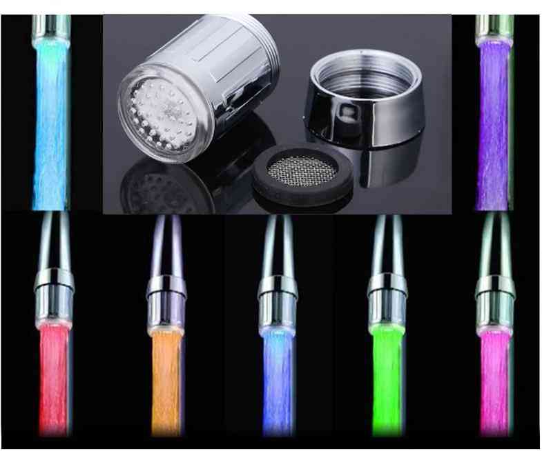 Robinet de apă lumină led 7 culori schimbătoare rgb apă robinet- senzor de temperatură accesorii bucătărie, 3 culori schimbătoare strălucire duș