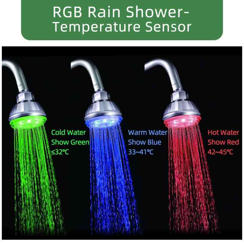 Luz led del grifo de agua 7 colores que cambian los accesorios de cocina del sensor de temperatura del grifo de agua rgb, ducha luminosa que cambia de 3 colores
