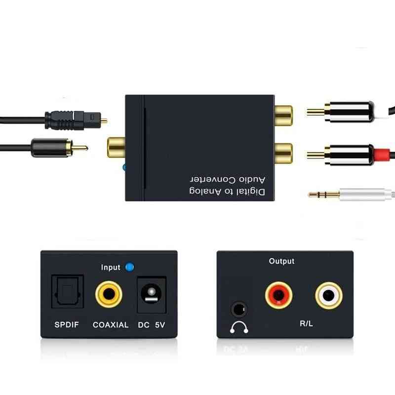 Digital To Analog Audio Converter With Toslink And Usb Power Cable