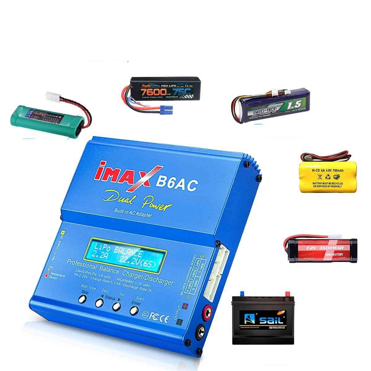 Htrc. imax. C.A. descargador de batería de iones de litio con pantalla lcd digital balance de doble canal rc .charger - es