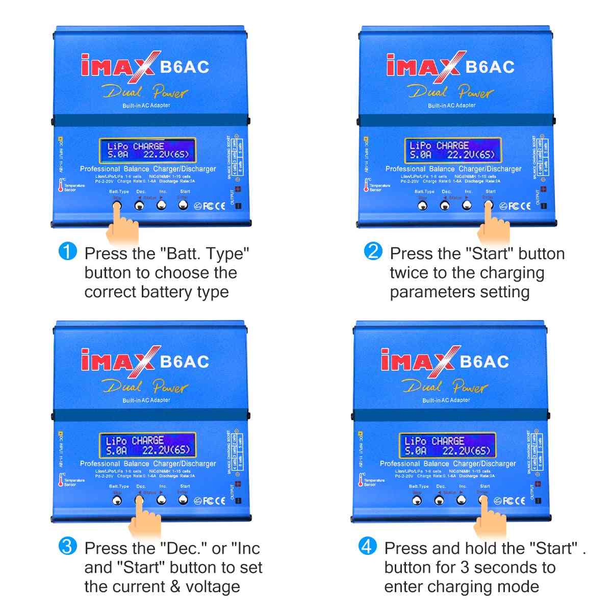 Htrc. imax. ac. rc .charger balance à double canal, déchargeur de batterie li-ion à écran LCD numérique - au